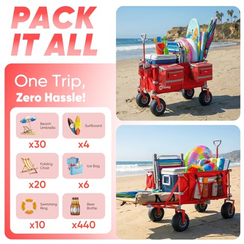 Heavy Duty Beach Wagon with 9" Big Sand (Red)