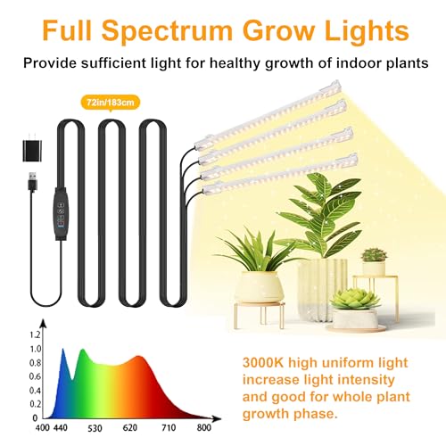 8.6'' LED Plant Growing Light Strips (Warm / 8.6Inch 4 Head 2 Pack)