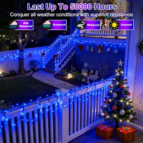 750 LED 240FT Christmas Lights (Blue / 750 LED 240FT Dark Green Wire)