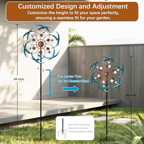 Senfalme Wind Spinners Outdoor Metal 360° Rotating (Lens Windmill)