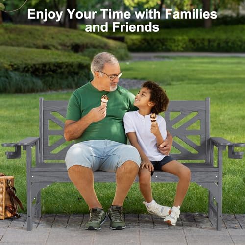 Oversized Outdoor Bench Set of 2 (Grey / 2pcs)