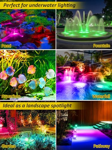 Colored Pond Lights LED Underwater with Remote Control 6 Heads (Multicolor / Set of 6)