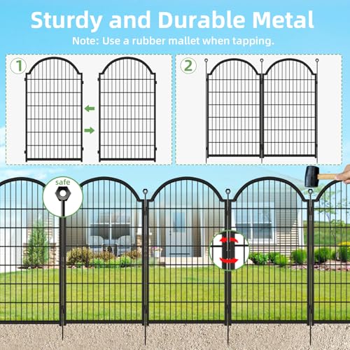 8 Panels No Dig Garden Fence (Black / 48 in(H))