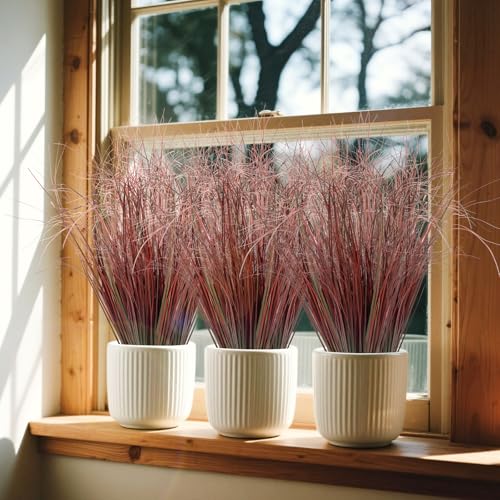 100Pcs Artificial Grass Plants (Red / 100Pcs)