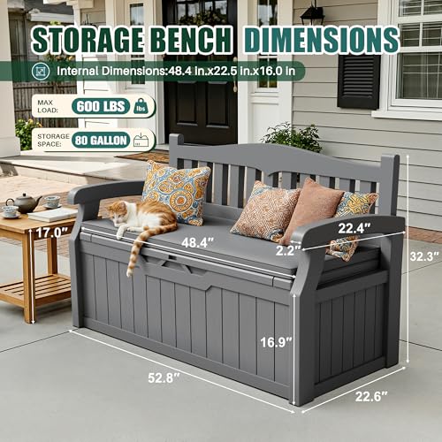 80 Gallon Storage Bench with Cushion (Grey / 80 Gallon with Cushion)