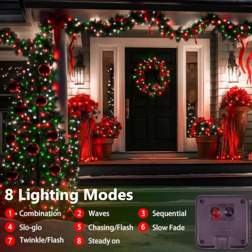 Outdoor Solar String Lights (Red White Green / 2 Pack-400LED)