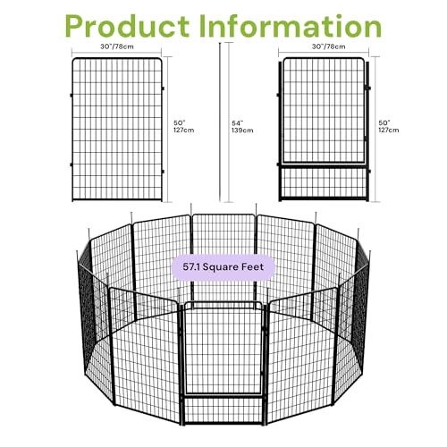 Decorative Garden Fence with Gate 50 in (50 in(H) x 30.7 ft(L) 11 Panels +1 Gate / Black)