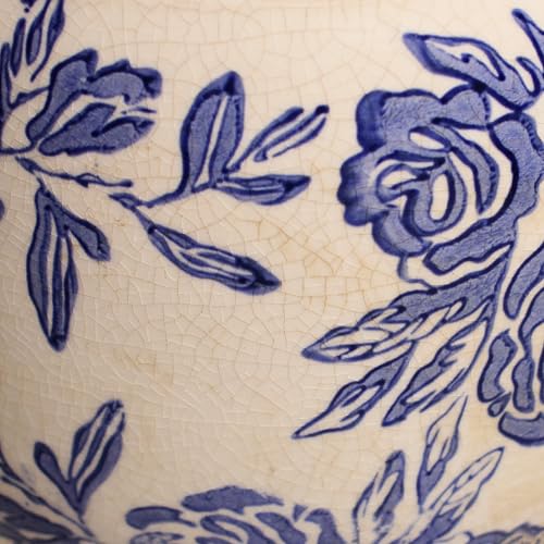 Chinoiserie Ceramic Plant Pot for Garden Decor (Blue & White Chinoiserie Floral / 6.3 in)