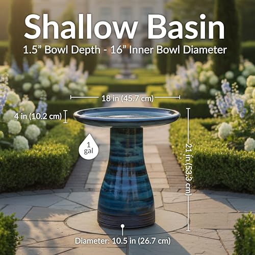 Sunnydaze Ceramic Bird Bath for Outside