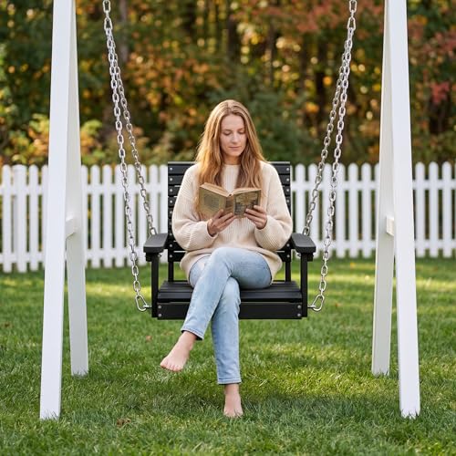 4 FT Single Porch Swing (Black / 1 Seat)