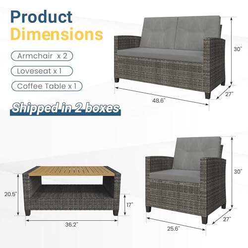 4 Piece Patio Furniture Set (Dark Gray / 4)