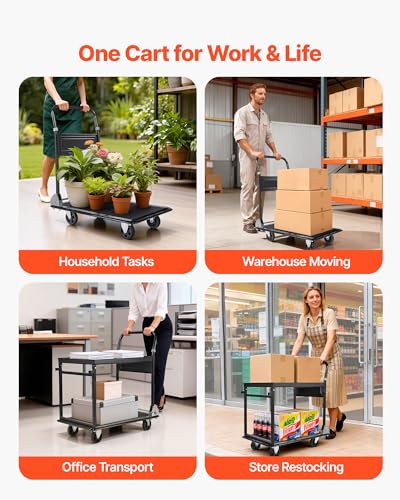 Heavy Duty 2 Tier Platform Hand Truck (28.7 x 18.5 x 32.3 in/ 730 x 470 x 820 mm)