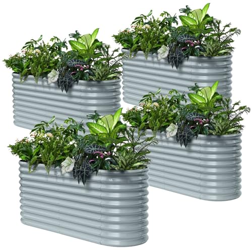 4 Pcs 6x2x2.5 ft Raised Garden Bed (Gray / 6x2x2.5ft)