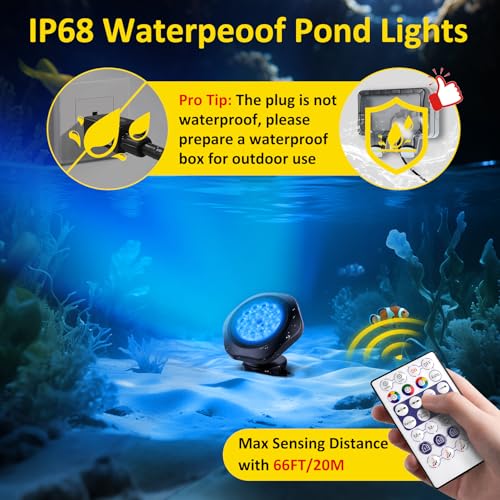 Pond Lights LED Underwater 16M Colors with App and Remote 6 Pack (6 Count)