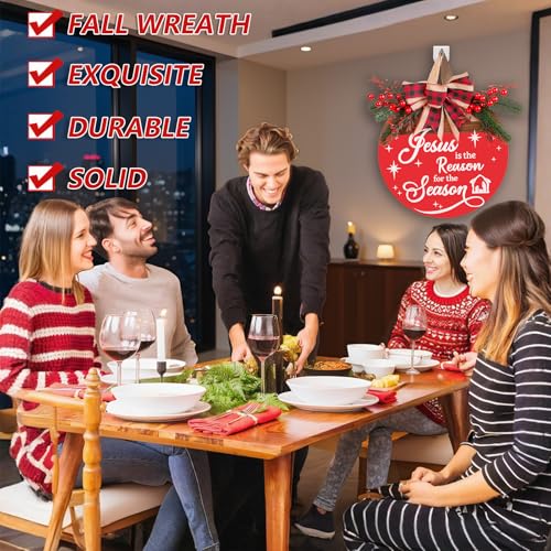 Christmas Wreaths Door Sign Jesus is The Reason for The Season Sign (Christmas Door Sign-b)