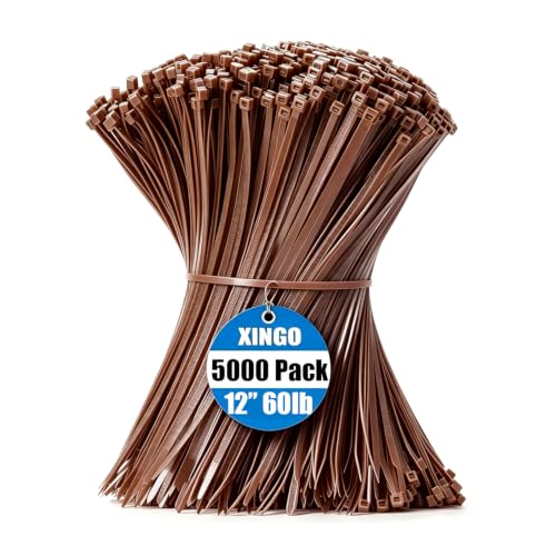 5000 PCS Brown Zip Ties 12 Inch (12 Inch(60 lbs, 5000 pcs) / Brown)