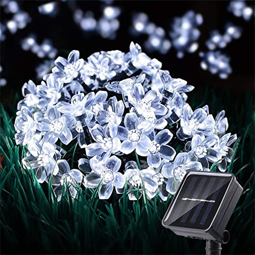 Outdoor Solar Flower String Lights Waterproof 50 LED Fairy Light Decorations for Christmas Tree Garden Patio Fence Yard Spring