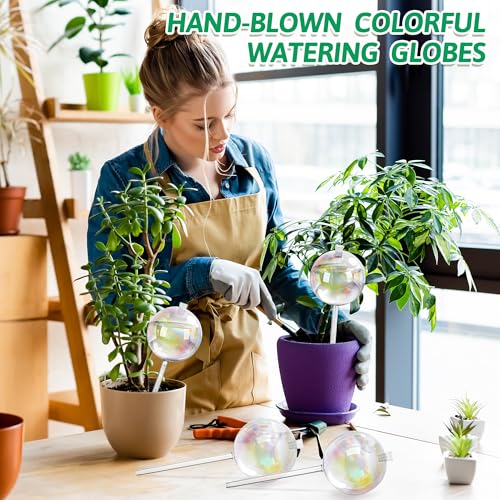 4 Pack 17 oz Large Glass Plant Self Watering Globes to 2 Weeks Watering (Large 4-Pack)