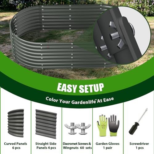 Anleolife 2 Bed 6x3x2ft Oval Galvanized Raised Garden Beds (Set of 2 / 0102-grey)