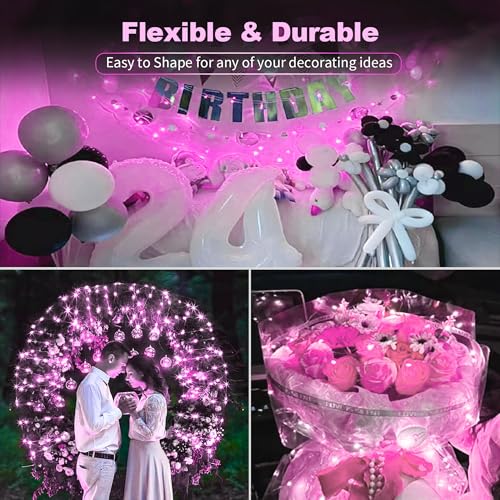20 Pack LED Fairy Lights Battery Operated (20 Pack-Pink)