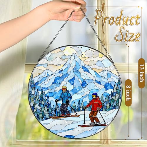 8'' Snowy Mountain Skiers Sun Catcher Ornament (Snowy Mountain Skiers)