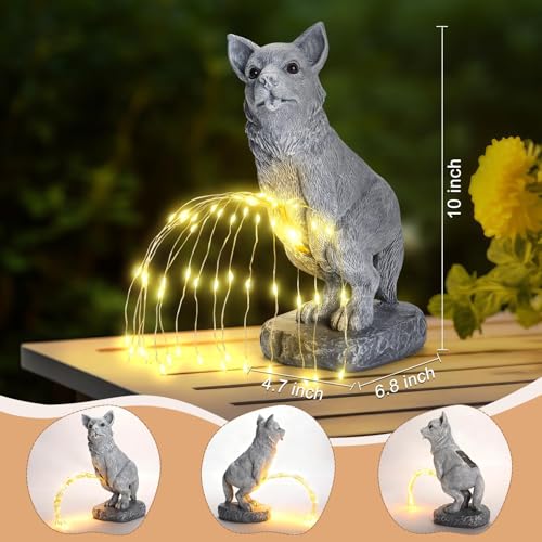 Funny Dog Solar Garden Statue with LED Light Stream Outdoor Yard Lawn Decor