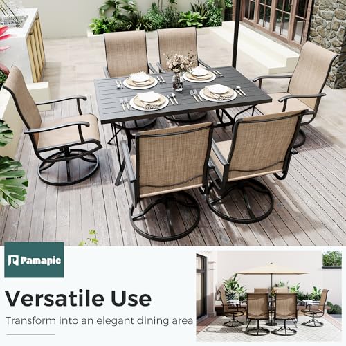 7 Piece Outdoor Dining Set (Beige / 7-Piece(59"))