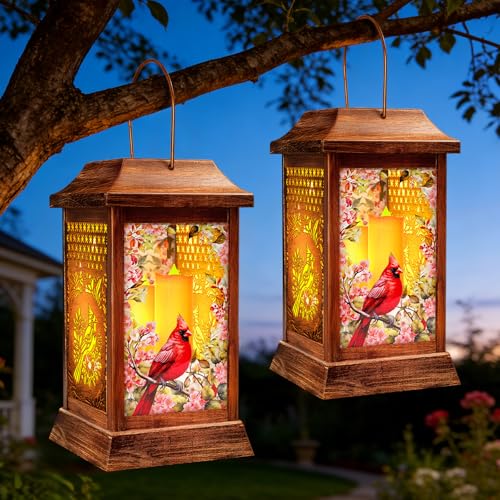 2 Pack Cardinal Solar Lanterns Outdoor Waterproof (Cardinal / 11.6*8.2inch)