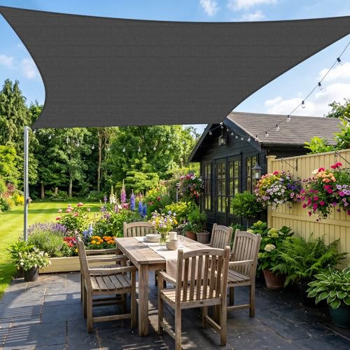 21'X25' Sun Shade Sail Dark Gray Curved Square Customizable (Dark Gray / 21'X25' custom)