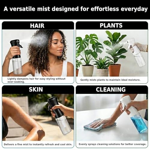 Continuous Mist Clear Spray Bottle 200ml Fine Mist Spray 3 Pack (6.7oz - Pack of 3)
