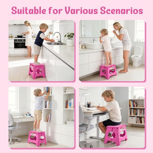 11" Folding Step Stool for Kids and Adults (Rose Red / 11 Inch)