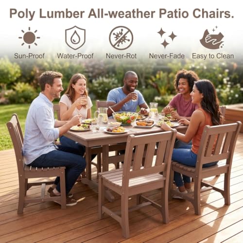 Patio Dining Chair Outdoor Garden Armless Chair (Brown / 1-Person（2 PCS）)