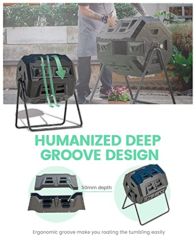 2021 Upgraded Tumbling Composter with Compost Thermometer