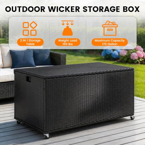 Sundale 170 Gallon Oudoor Deck Box (Black / 170 Gallon)