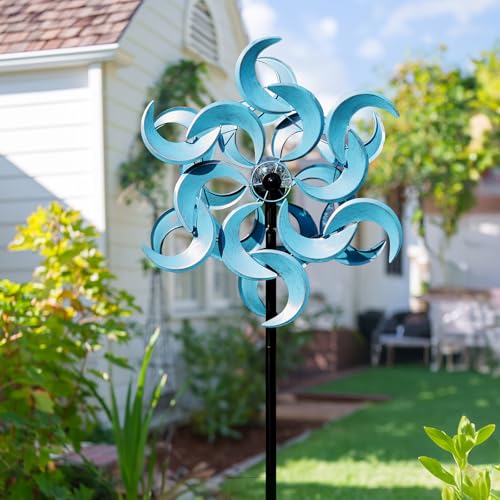 87" Wind Spinner Outdoor with Solar Light (Azure Moon-Solar Light Version)