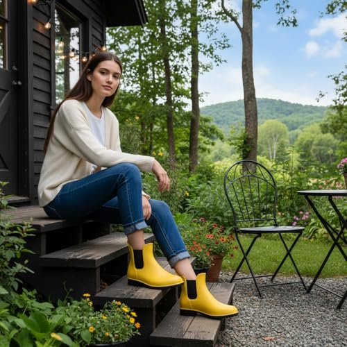 Women's Ankle Rain Boots Waterproof Chelsea Boots
