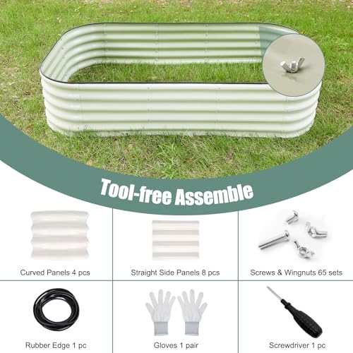 Galvanized Steel Raised Garden Bed 8x2ft Oval
