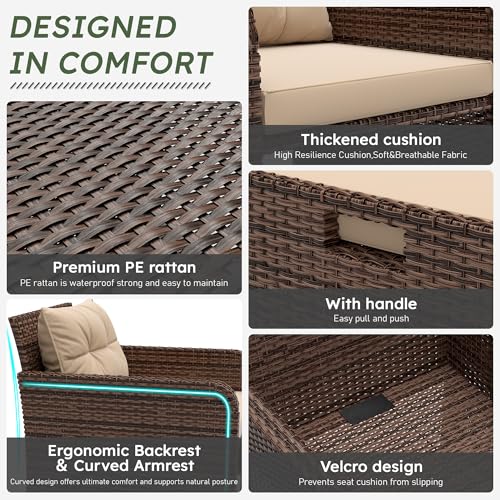 5 Piece Patio Furniture Set (Beige-brown / 5 Piece)
