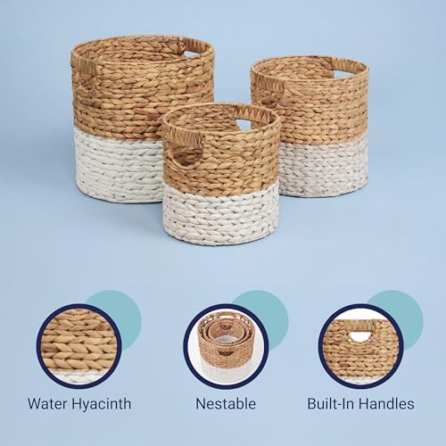 Avery 3 Piece Cylinder Nesting Baskets 13" (White/Natural)