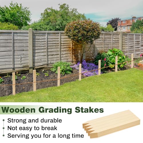 20 Pieces Wooden Garden Stakes 18 Inch Grade and Survey Stakes Wooden Garden and Sign Posts for Plant Support Silt Fence Yard Farm Survey Boundaries Baselines (20 Count)