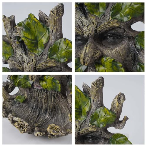 10.3" Whimsical Tree Face Sculpture (Green Mi)