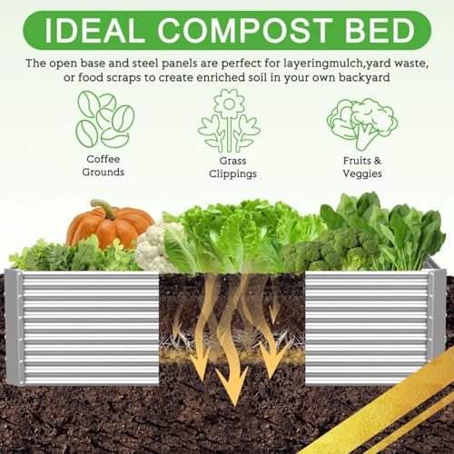 2 Pack Tall Corrugated Galvanized Steel Raised Garden Bed Outdoor (6x3FTx17inch)