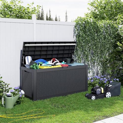 120 Gallon Waterproof Outdoor Storage Box (Black / 120 Gallon)