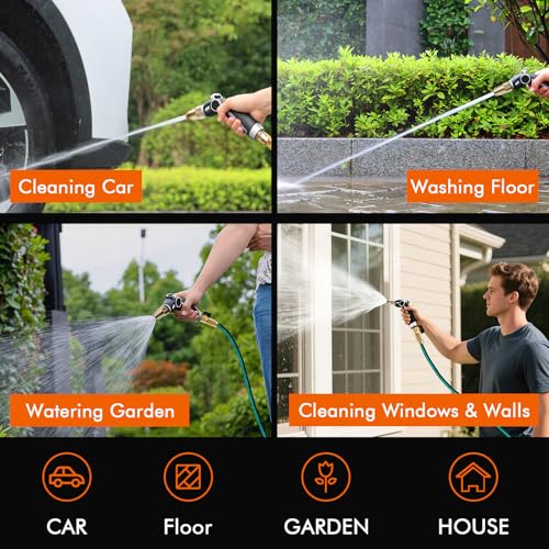 Garden Hose Nozzle (Silver / 4 Watering Patterns)