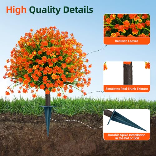 Fall 2 Pack 24 Inches Artificial Flowers with Ground Spikes (Camellia)
