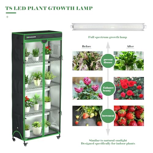 Indoor Greenhouse with Grow Light (35.8"W x 17.8"D x 71.8"H W/Cover)