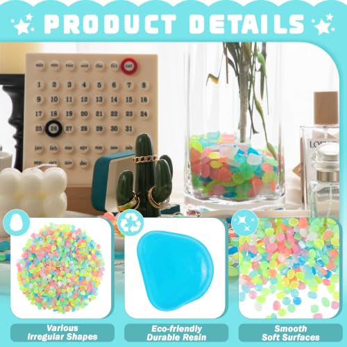 1000 PCS Mini Glow in The Dark Rocks Mixed Color Luminous Stones 1cm Small (Mixed/1000 pcs / 0.8-1.3[Mini])