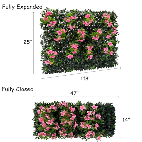 Expandable Fence Privacy Screen for Balcony Patio Outdoor (Branches -Pink Fowers)