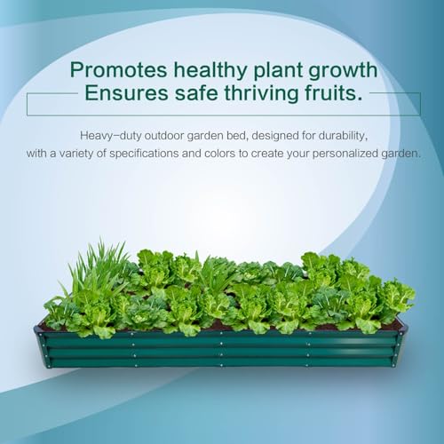GARDMAX 8x4x1FT Galvanized Raised Garden Bed Kit (Dark Green / 8 x 4 x 1 ft (Pack of 1))