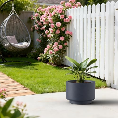 Charcoal Concrete Planter 15.7" Dia All (Charcoal / 15.7"Dia x 11.4"H)